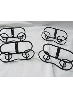 Wall Mount Plate Display Stands, Set of 4 Black Iron Easel Holders, GUC